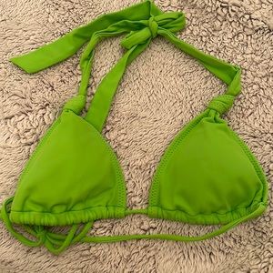 Neon Green Knot Design Bikini Top